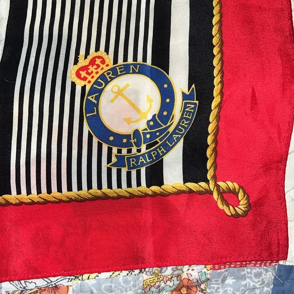 Vintage Lauren Ralph Lauren silk scarf sailing motif square 31”